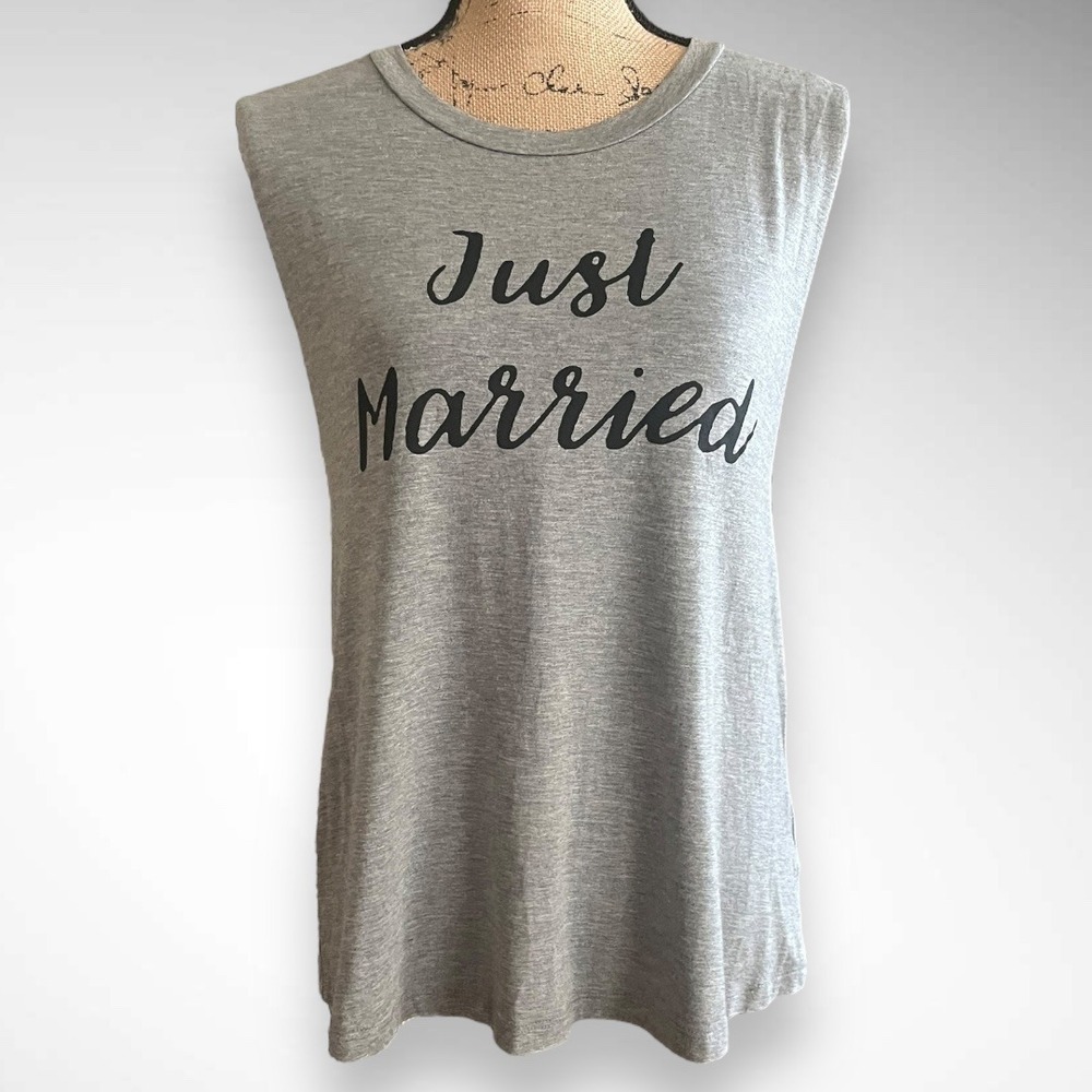 ROCK ROSE COUTURE 'Just Married' Gray Sleeveless Tank Medium | EUC